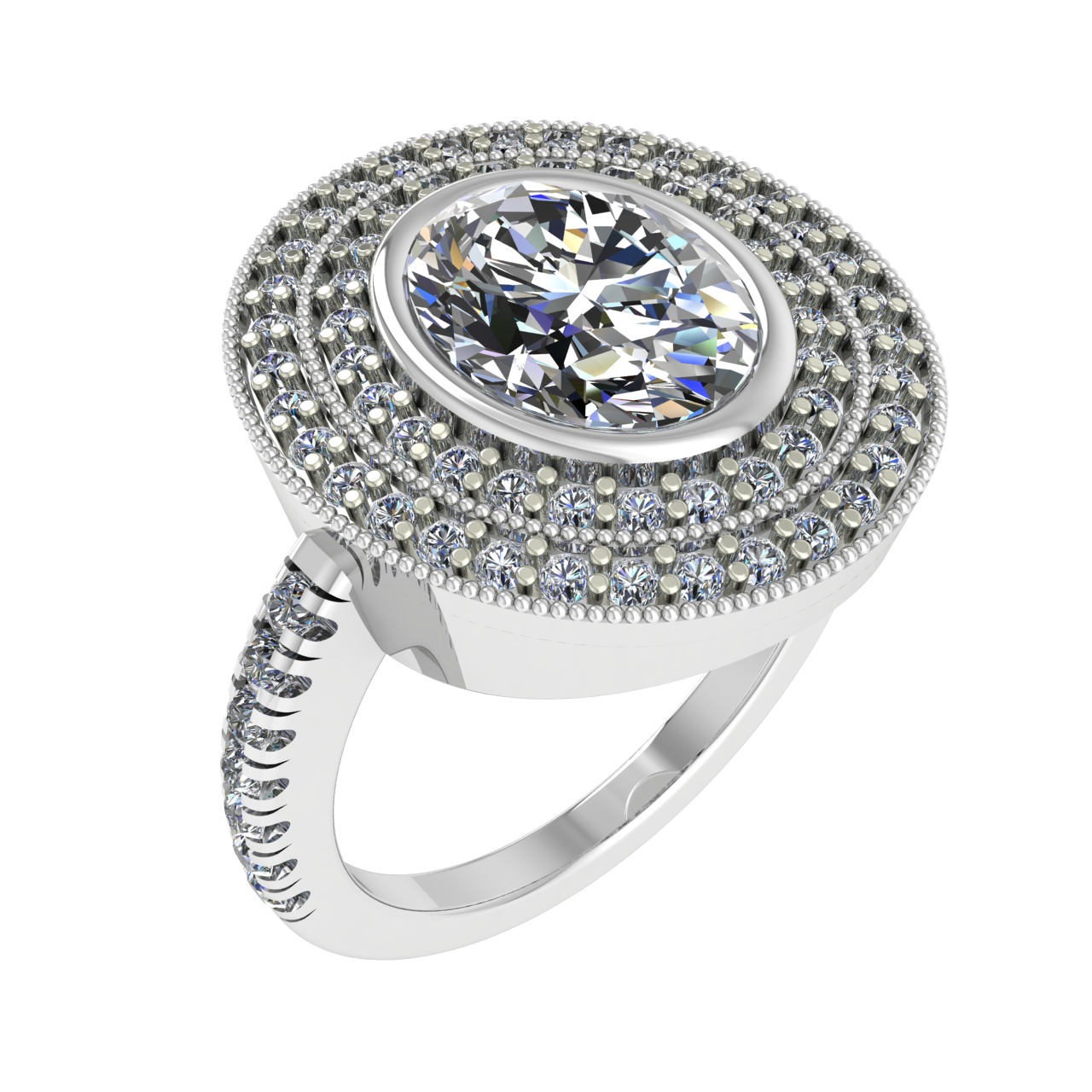 HALO DOUBLE HALO 9.00mm x 7.00mm OVAL ENGAGEMENT RING